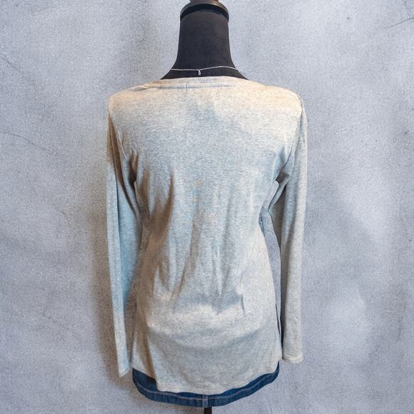 Late Y2K RXB Heather Gray Paisley Rhinestone Embellished Long Sleeve Top Size M - Picture 4 of 8